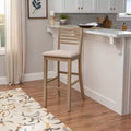 Ladder Back Bar Stool, Gray