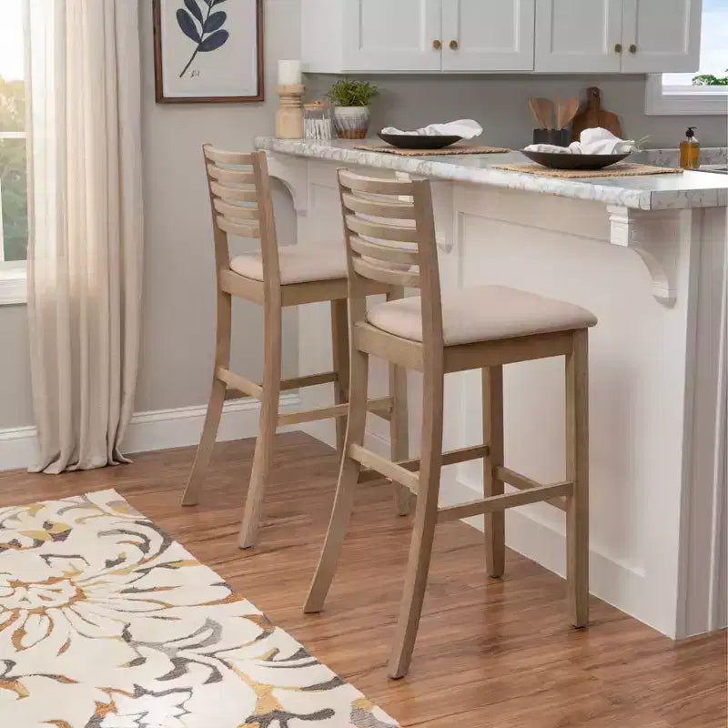 Ladder Back Bar Stool, Gray