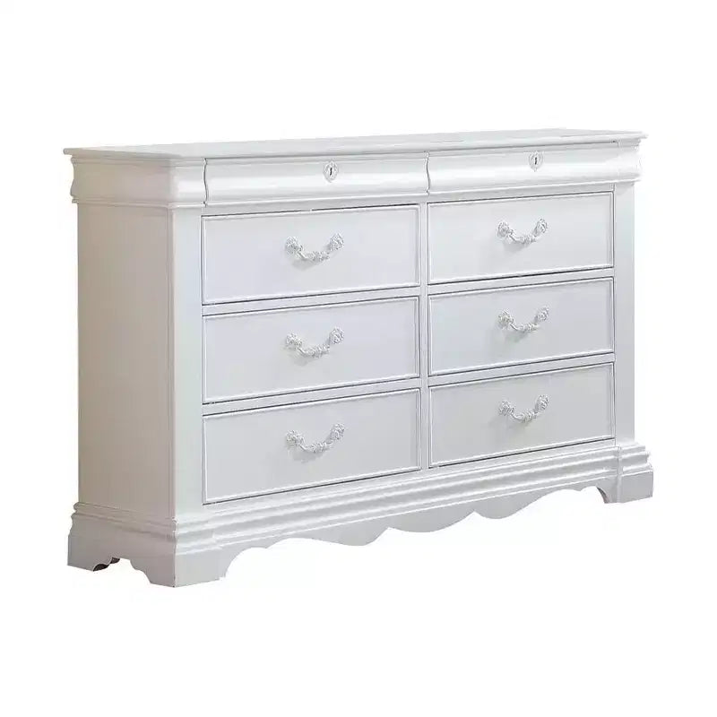 56" 8-Drawer Dresser, White Finish