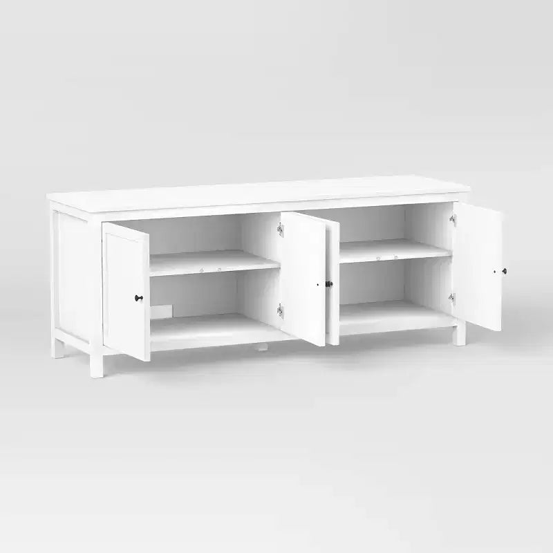 Traditional Storage TV Stand with Doors and Shelves for TVs up to 65", Classic White