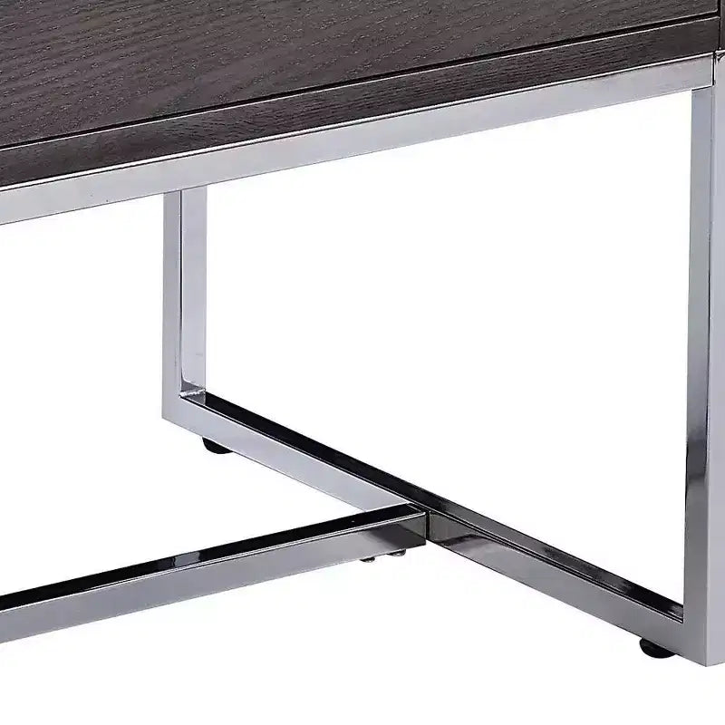 Accent End Table, Gray Oak & Chrome Finish
