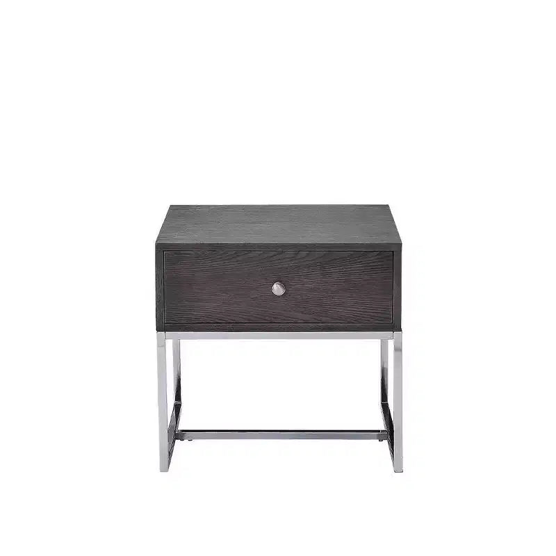 Accent End Table, Gray Oak & Chrome Finish