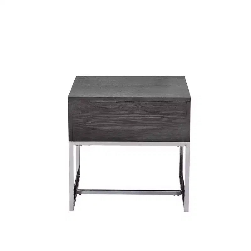 Accent End Table, Gray Oak & Chrome Finish
