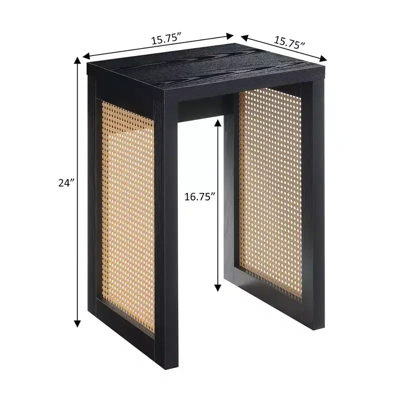 Weave End Table, Black & Beige Barley