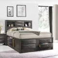 91" Queen Bed with Storage, Gray Oak Finish