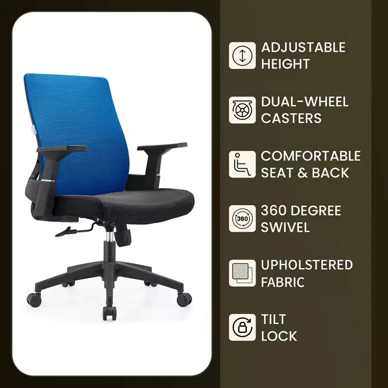 Ergonomic Mesh Office Chair - Breathable Lumbar Support, Adjustable Swivel & Tilt Computer Desk Chair