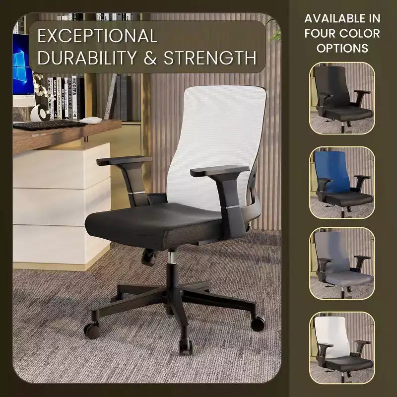 Ergonomic Mesh Office Chair - Breathable Lumbar Support, Adjustable Swivel & Tilt Computer Desk Chair