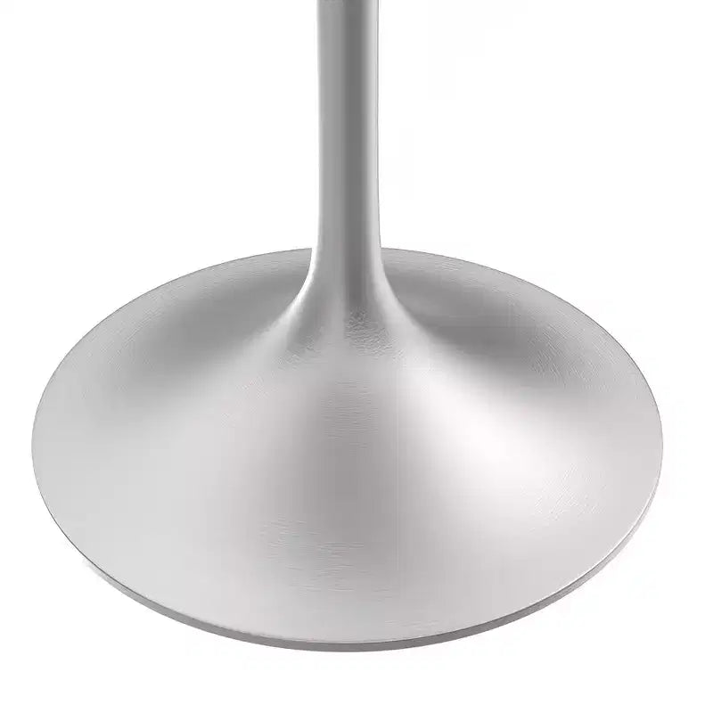 Table à manger carrée de 27", plateau moderne en résine avec pied piédestal en chrome brossé