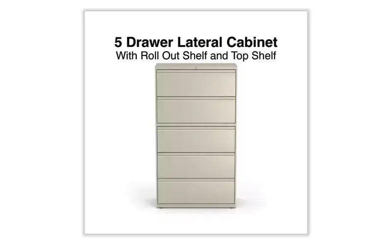 Lateral File Cabinet, 5 Legal/Letter/A4/A5-Size File Drawers, Putty, 36 x 18.63 x 67.63