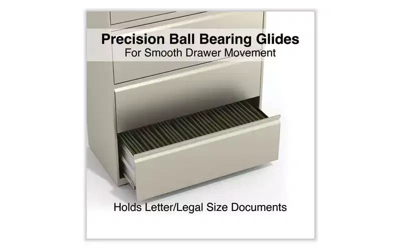 Lateral File Cabinet, 5 Legal/Letter/A4/A5-Size File Drawers, Putty, 36 x 18.63 x 67.63