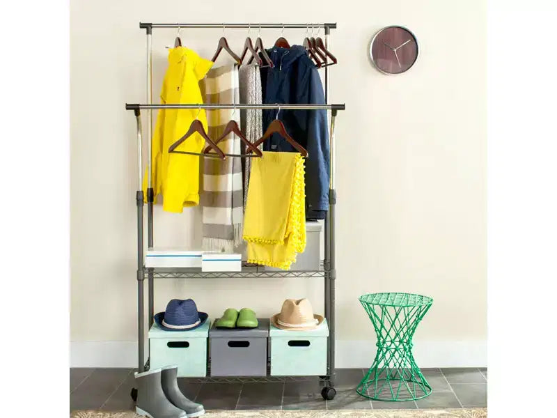 Double Rod Clothes Rack, Chrome