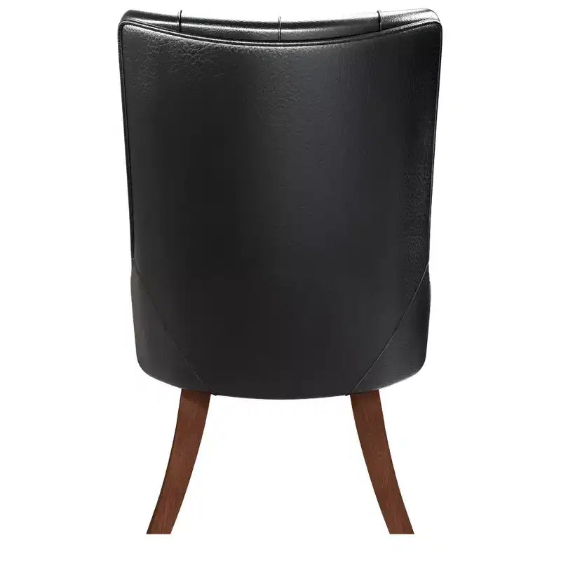 Upholstered Dining Chair, Leather Velvet Diamond-Tufted High Back with Rubberwood Legs