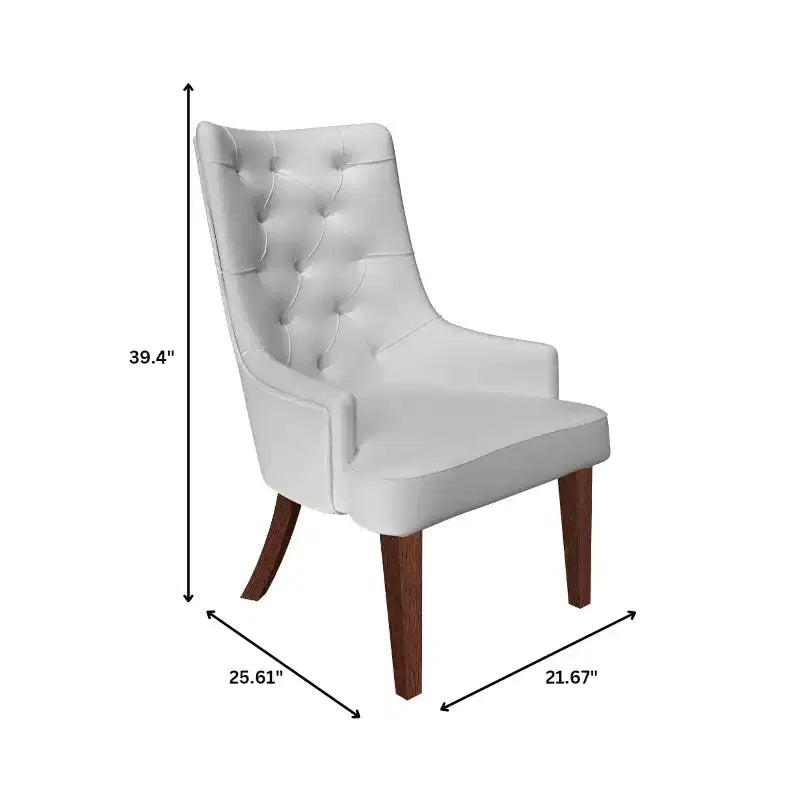 Upholstered Dining Chair, Leather Velvet Diamond-Tufted High Back with Rubberwood Legs