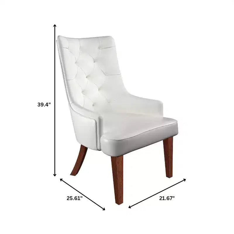 Upholstered Dining Chair, Leather Velvet Diamond-Tufted High Back with Rubberwood Legs