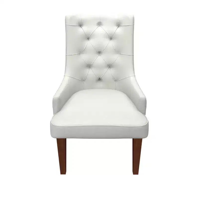 Upholstered Dining Chair, Leather Velvet Diamond-Tufted High Back with Rubberwood Legs