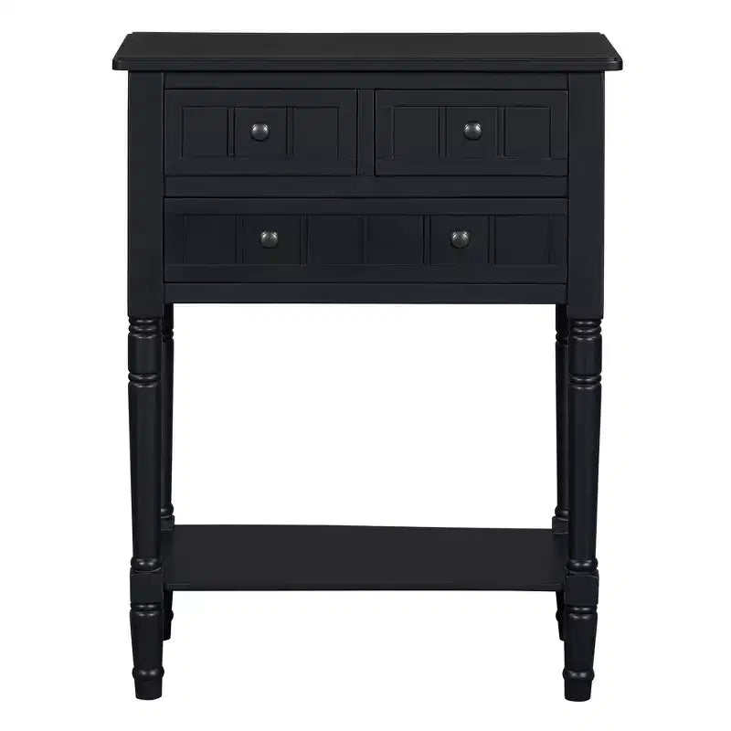 Narrow Console Table with Three Storage Drawers and Bottom Shelf