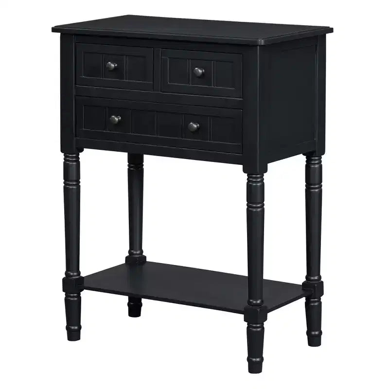 Narrow Console Table with Three Storage Drawers and Bottom Shelf