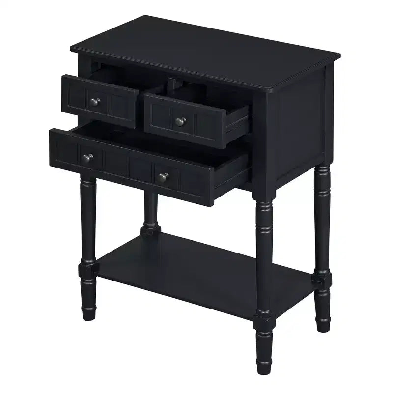 Narrow Console Table with Three Storage Drawers and Bottom Shelf