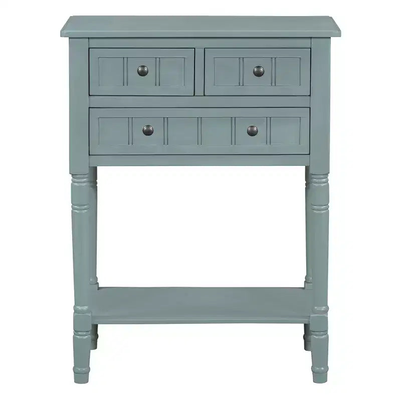 Narrow Console Table with Three Storage Drawers and Bottom Shelf