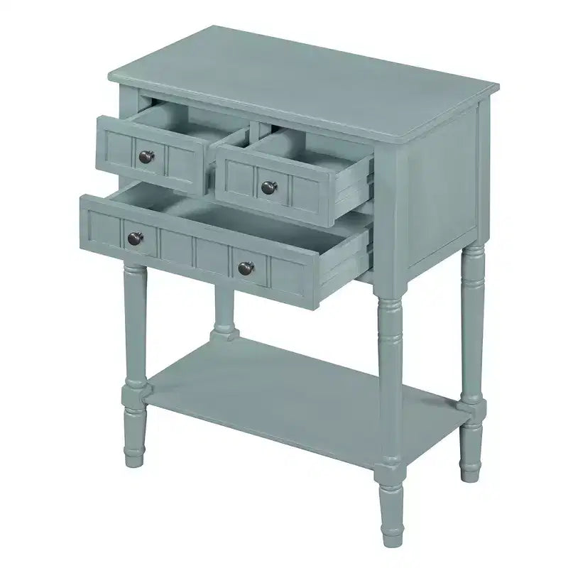 Narrow Console Table with Three Storage Drawers and Bottom Shelf