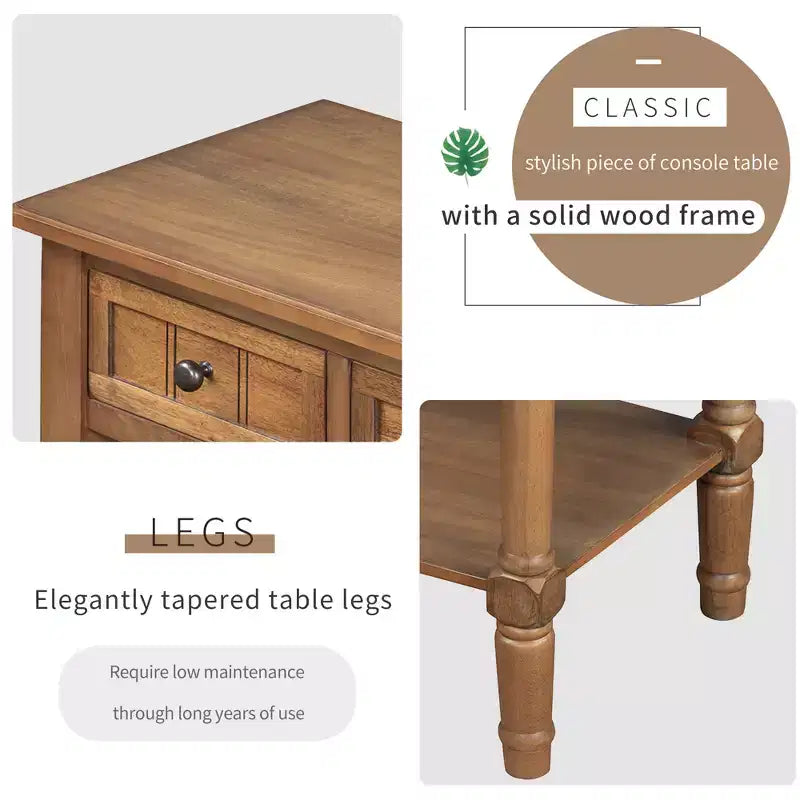 Narrow Console Table with Three Storage Drawers and Bottom Shelf
