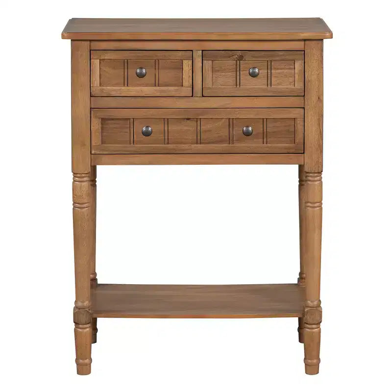 Narrow Console Table with Three Storage Drawers and Bottom Shelf