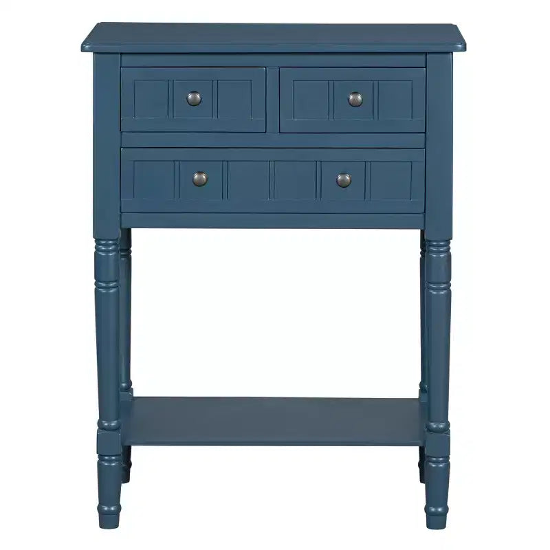 Narrow Console Table with Three Storage Drawers and Bottom Shelf