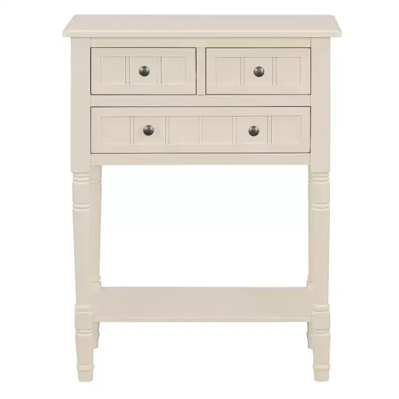 Narrow Console Table with Three Storage Drawers and Bottom Shelf