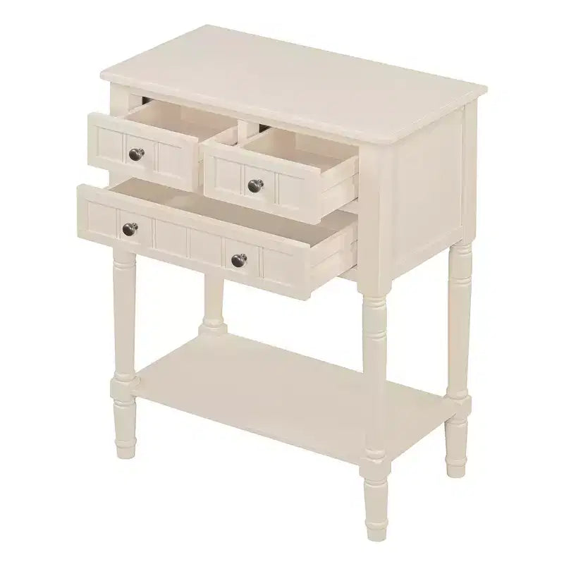 Narrow Console Table with Three Storage Drawers and Bottom Shelf