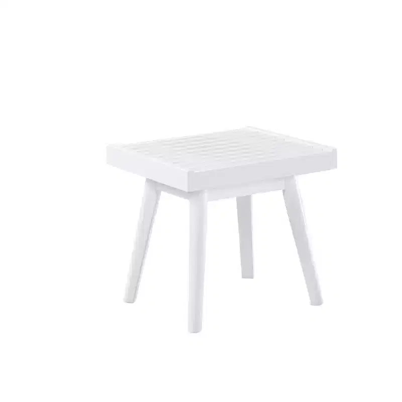 Solid Wood Slatted Bench, 19-Inch, White