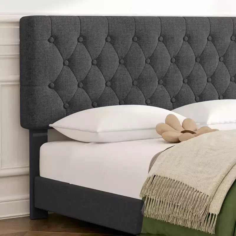 Queen Storage Bed Frame with 4 Drawers & Headboard, Upholstered Platform Bed