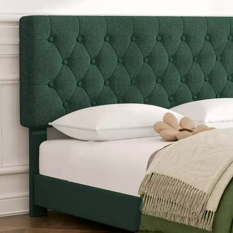 Queen Storage Bed Frame with 4 Drawers & Headboard, Upholstered Platform Bed