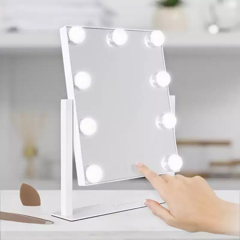 LED Bulb Hollywood Bathroom Vanity Mirror, White