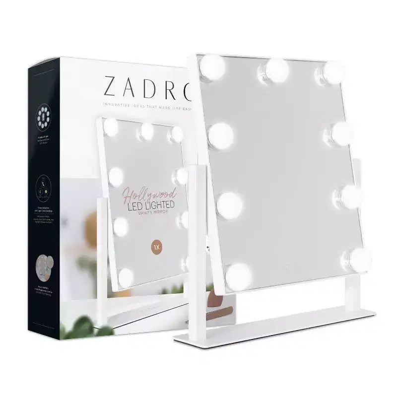 LED Bulb Hollywood Bathroom Vanity Mirror, White