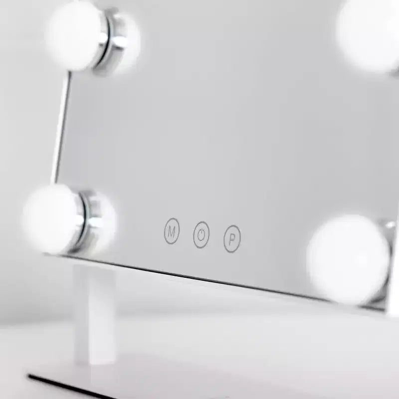 LED Bulb Hollywood Bathroom Vanity Mirror, White