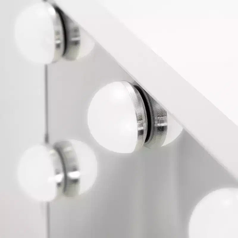 LED Bulb Hollywood Bathroom Vanity Mirror, White