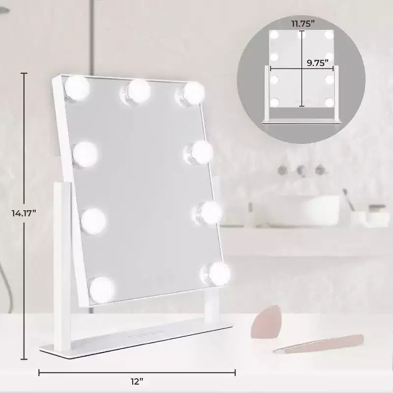 LED Bulb Hollywood Bathroom Vanity Mirror, White